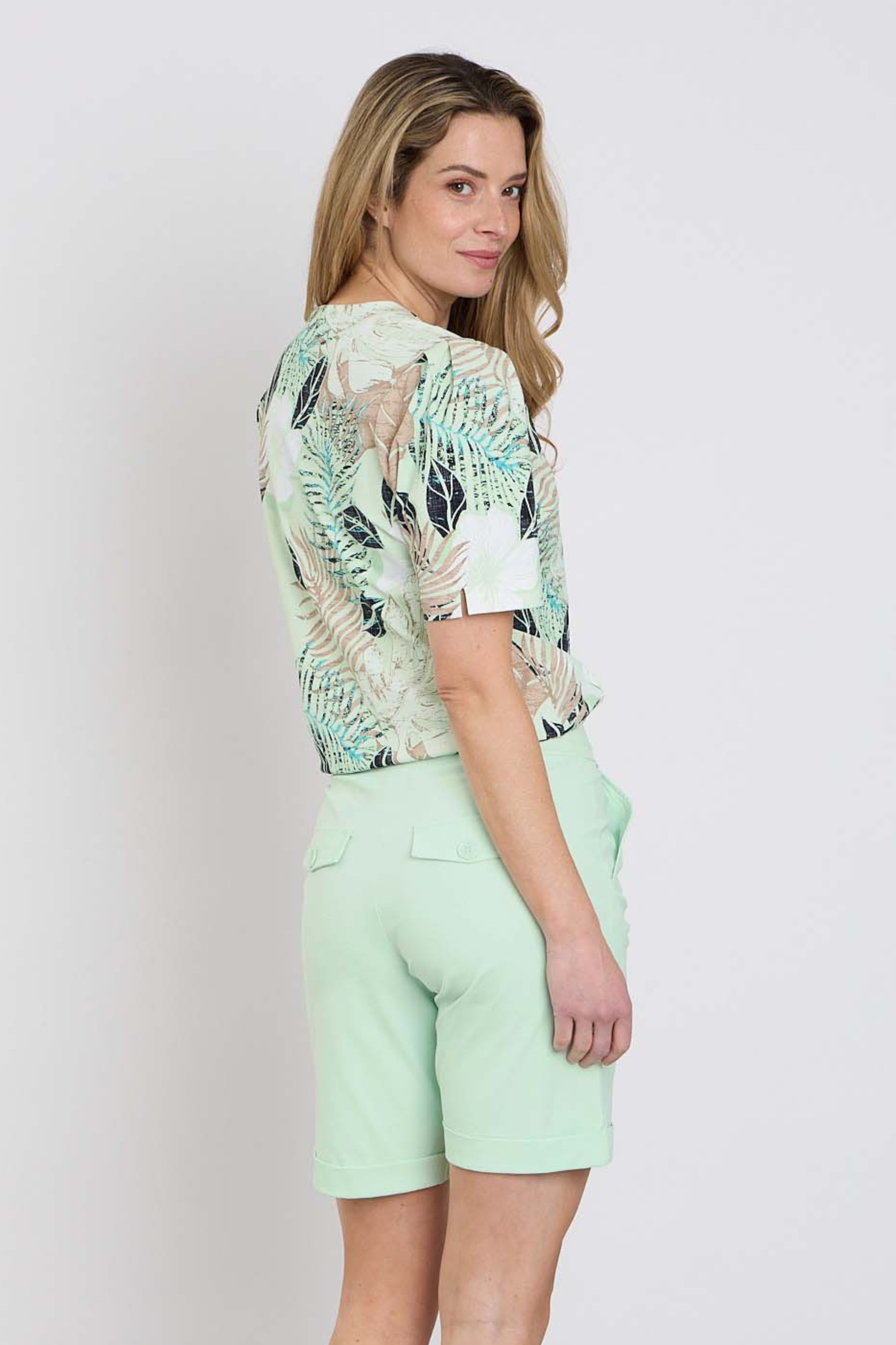 Travel Top Wrap Botanical Print Pistachio 202838