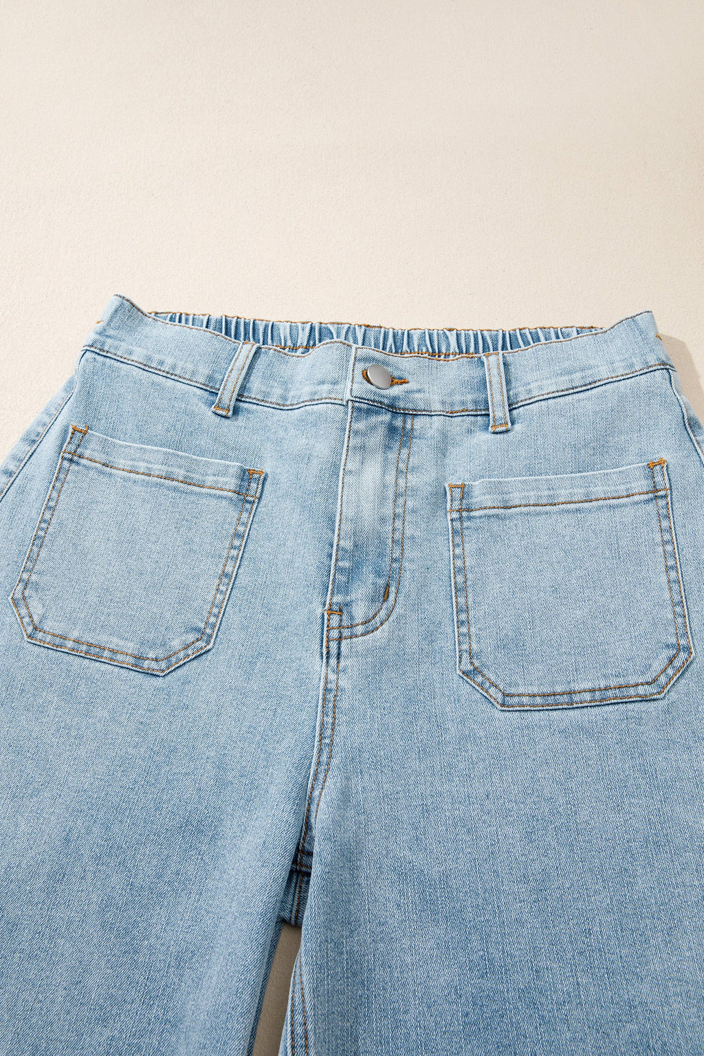 Beau Blue Solid Full-Length Regular Pocket Detail Denim Jeans
