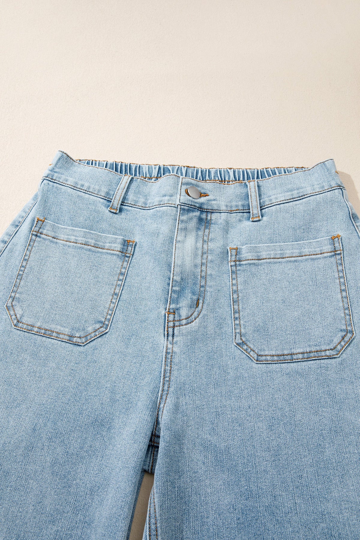 Beau Blue Solid Full-Length Regular Pocket Detail Denim Jeans