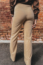 Parchment High Waist Full Length Regular Fit Pants