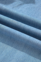 Casual Beau Blue Ruffled Hem Wide Leg Chambray Pants