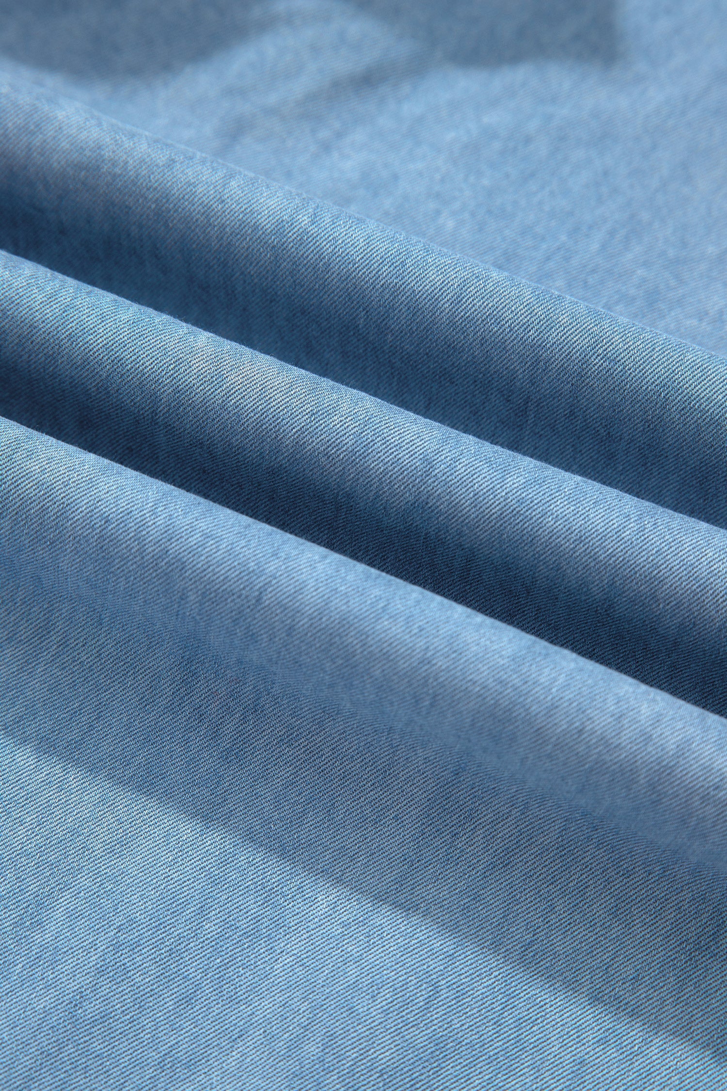 Casual Beau Blue Ruffled Hem Wide Leg Chambray Pants
