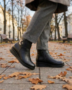 Avril™ | Side-zip buckle-strap plush-lined ankle boots