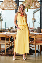 Travel Top Pleated Lemon Yellow 202814