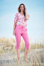 Travel Top Ikat Ornaments Print Rose 202271