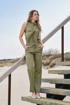 Travel Blouse Bow Olive 202830