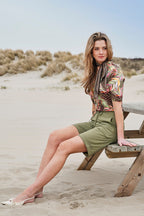 Travel Top Pencil Branches Print Olive 202271