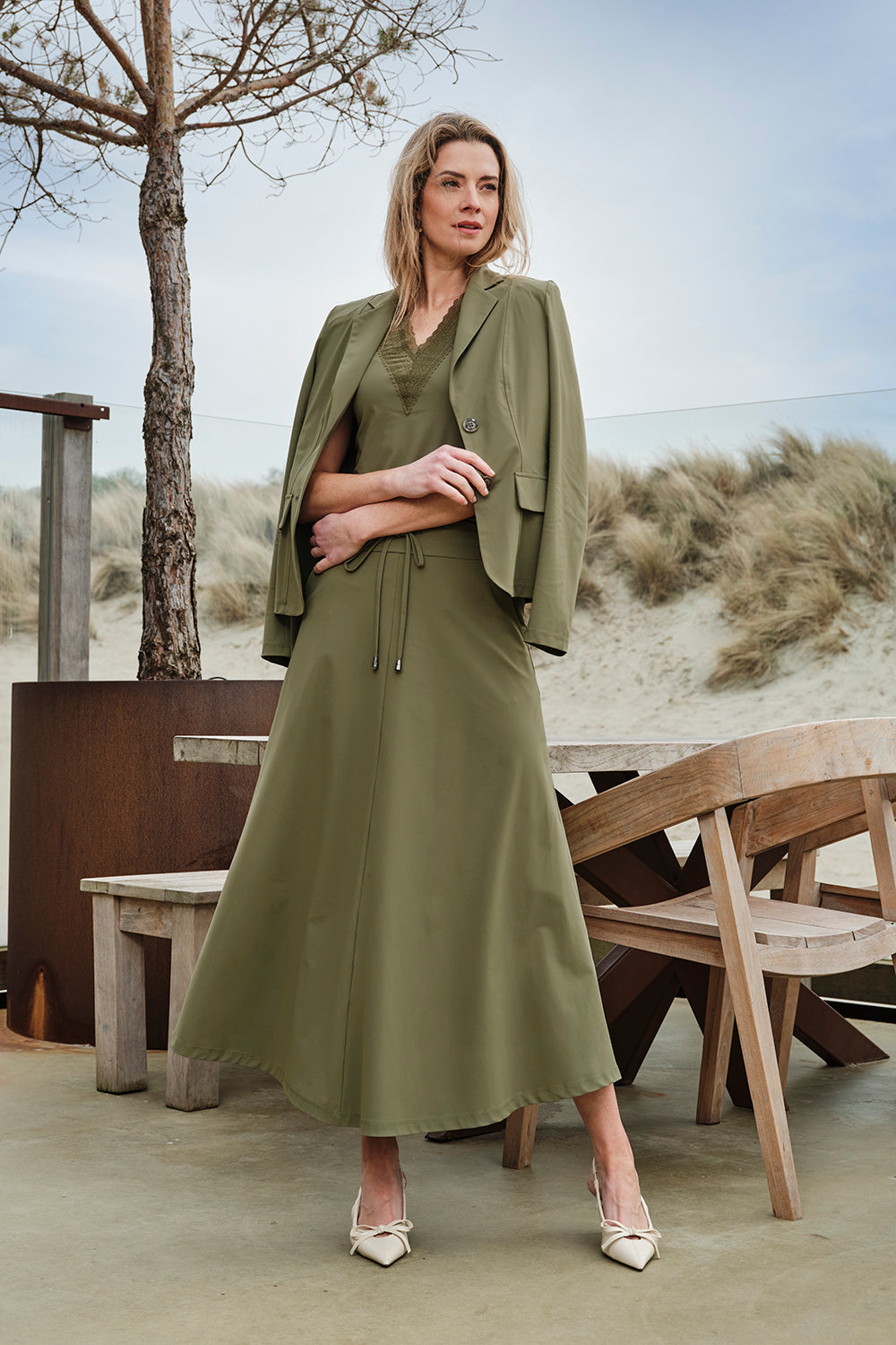 Travel Top Lace Olive 202254