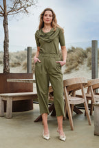 Travel Top Drape Neck Olive 202829
