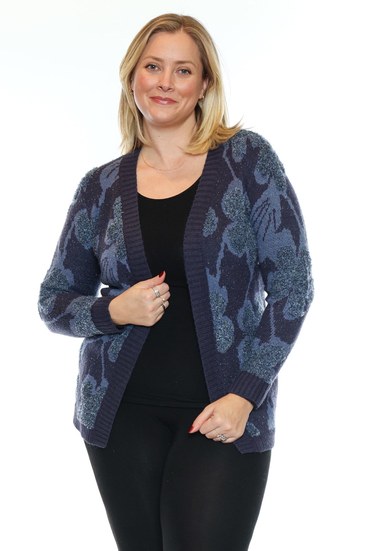 Annie Cardigan - Floral Knit Open Cardigan