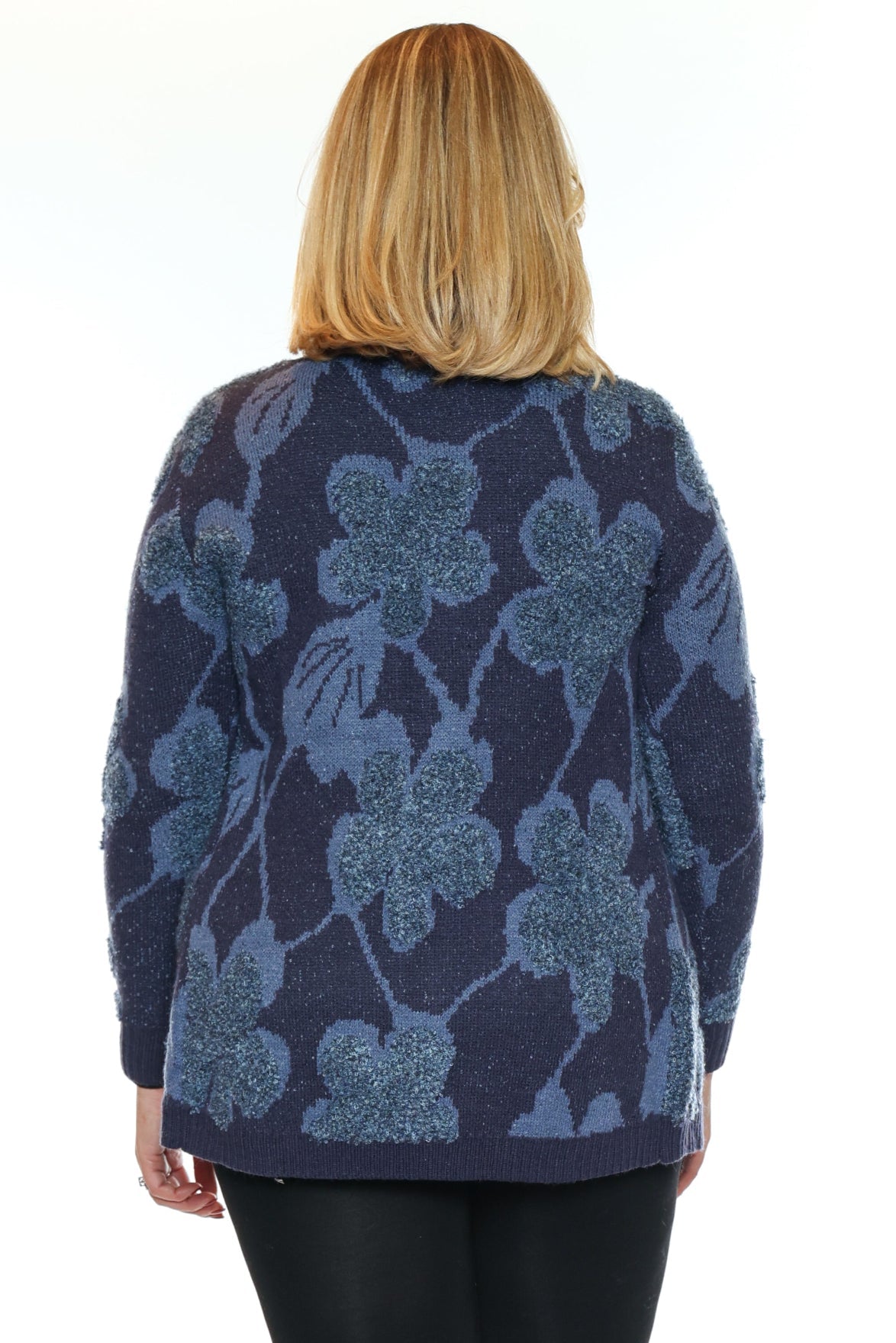 Annie Cardigan - Floral Knit Open Cardigan