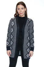 Patterned Open-Front Cardigan