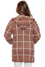 Cozy Windowpane Hooded Cardigan
