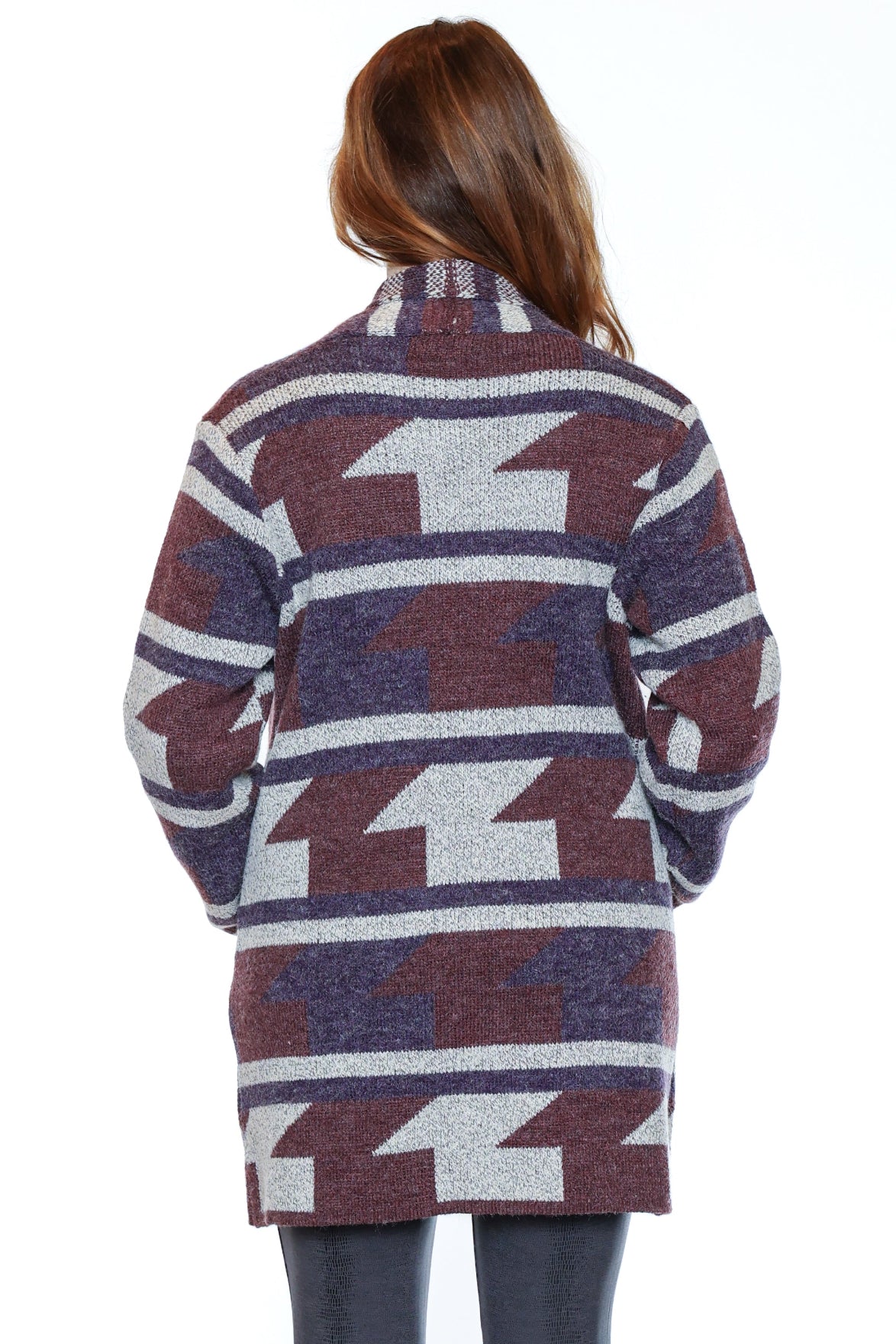 Patterned Knit Longline Cardigan