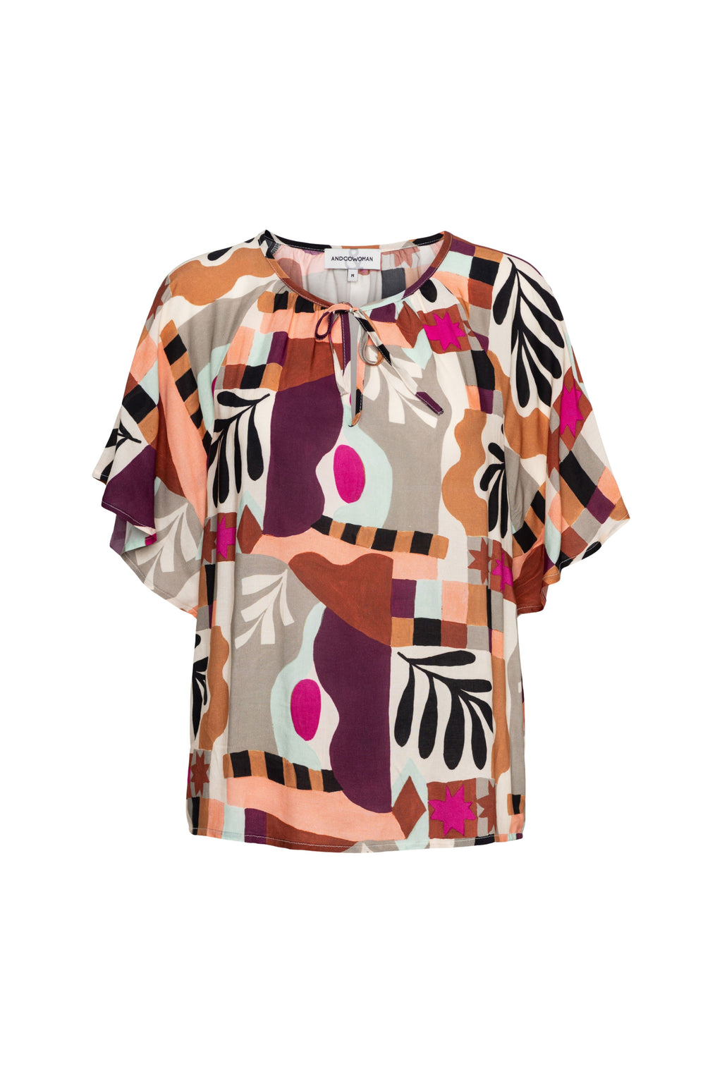Top Axelle Art Leaf Plum Multi TO371
