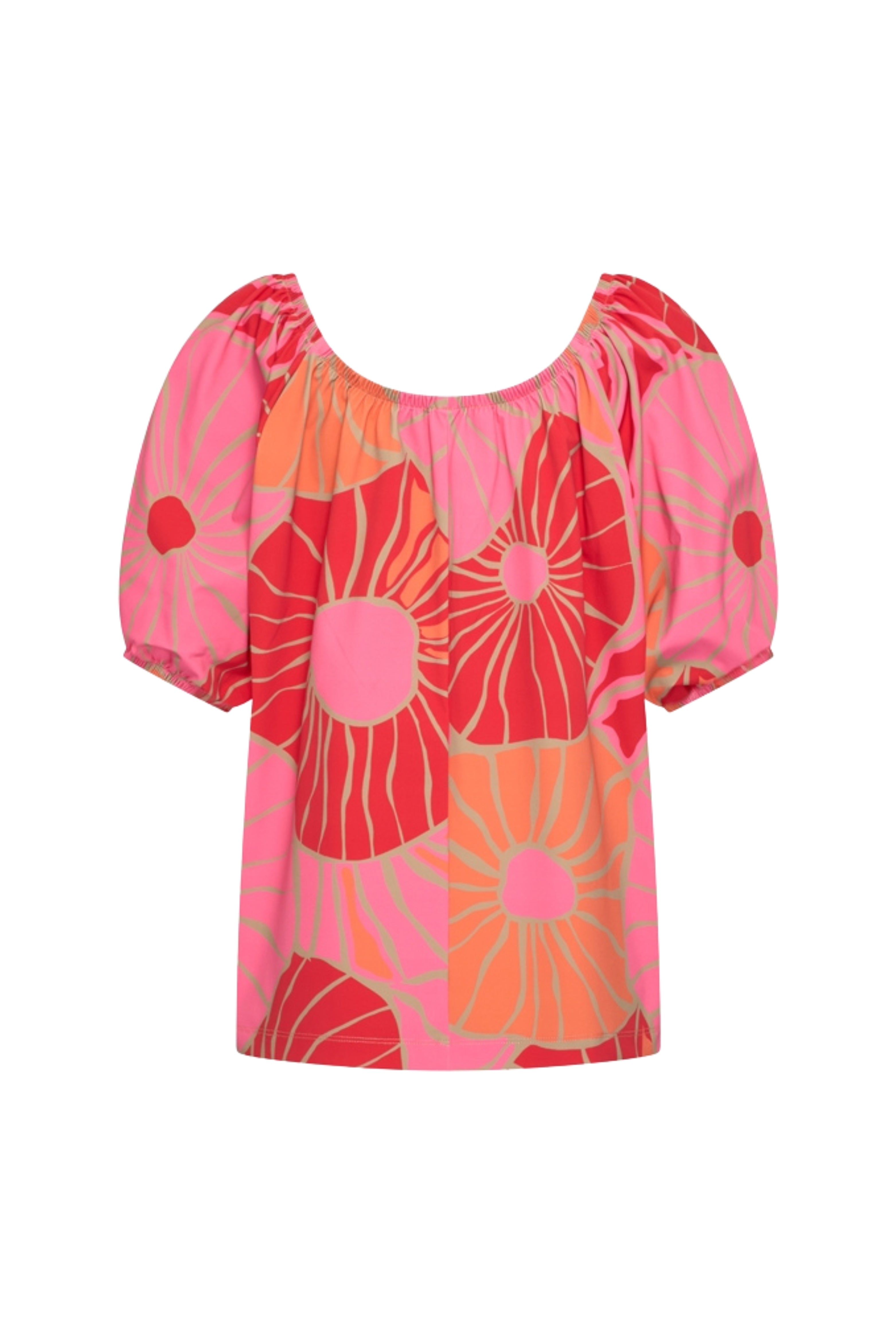 Travel Top Bardot Desert Anemone Print Coral 202454