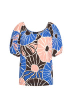 Travel Top Bardot Desert Anemone Print Nautic Blue 202454