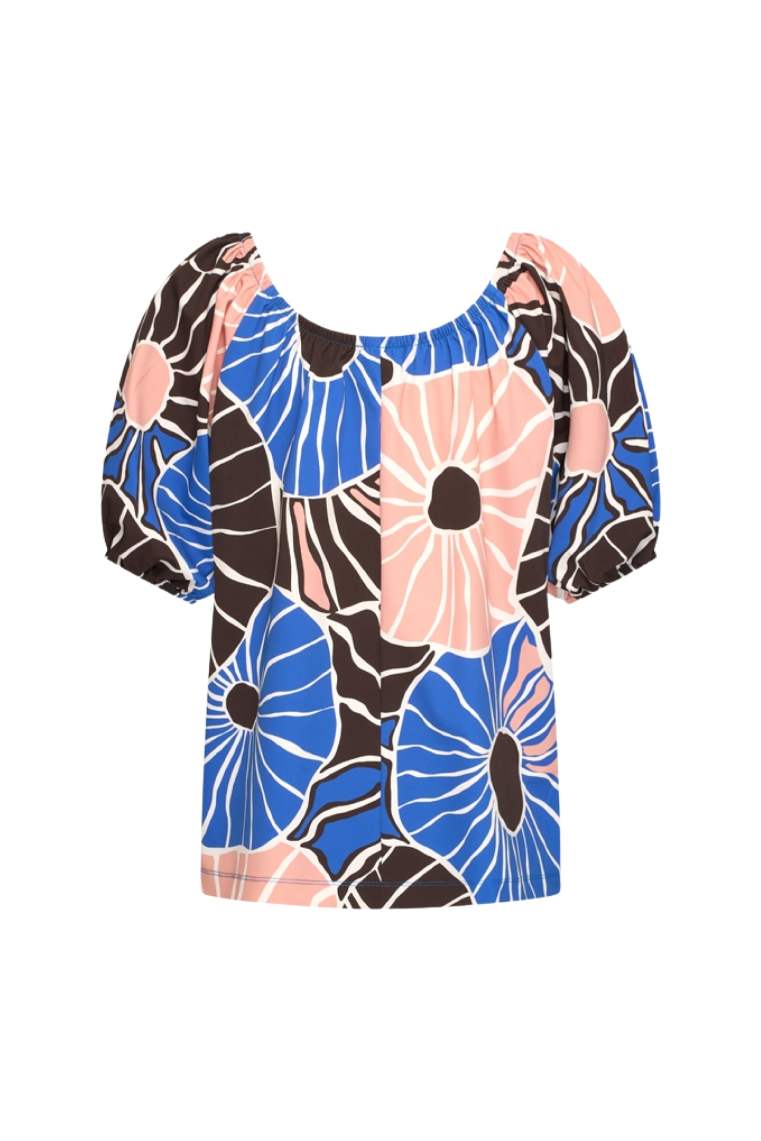 Travel Top Bardot Desert Anemone Print Nautic Blue 202454