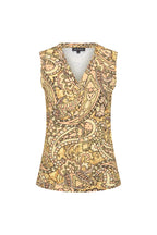 Travel Top Pleated Summer Paisley Print Lemon Yellow 202814