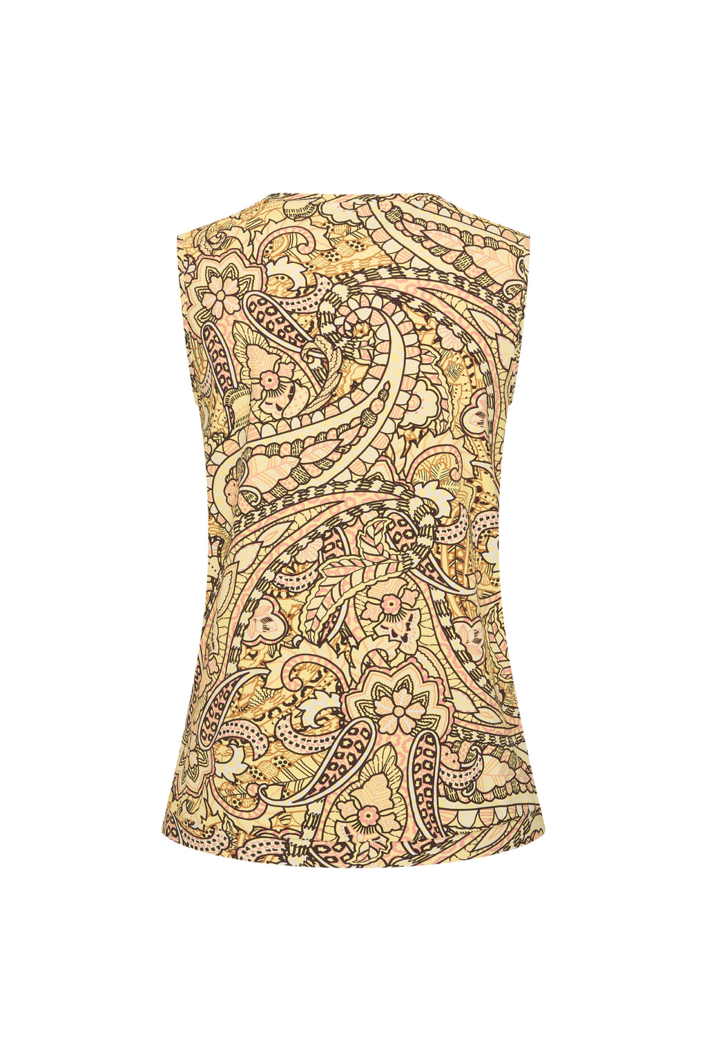 Travel Top Pleated Summer Paisley Print Lemon Yellow 202814
