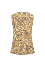 Travel Top Pleated Summer Paisley Print Lemon Yellow 202814