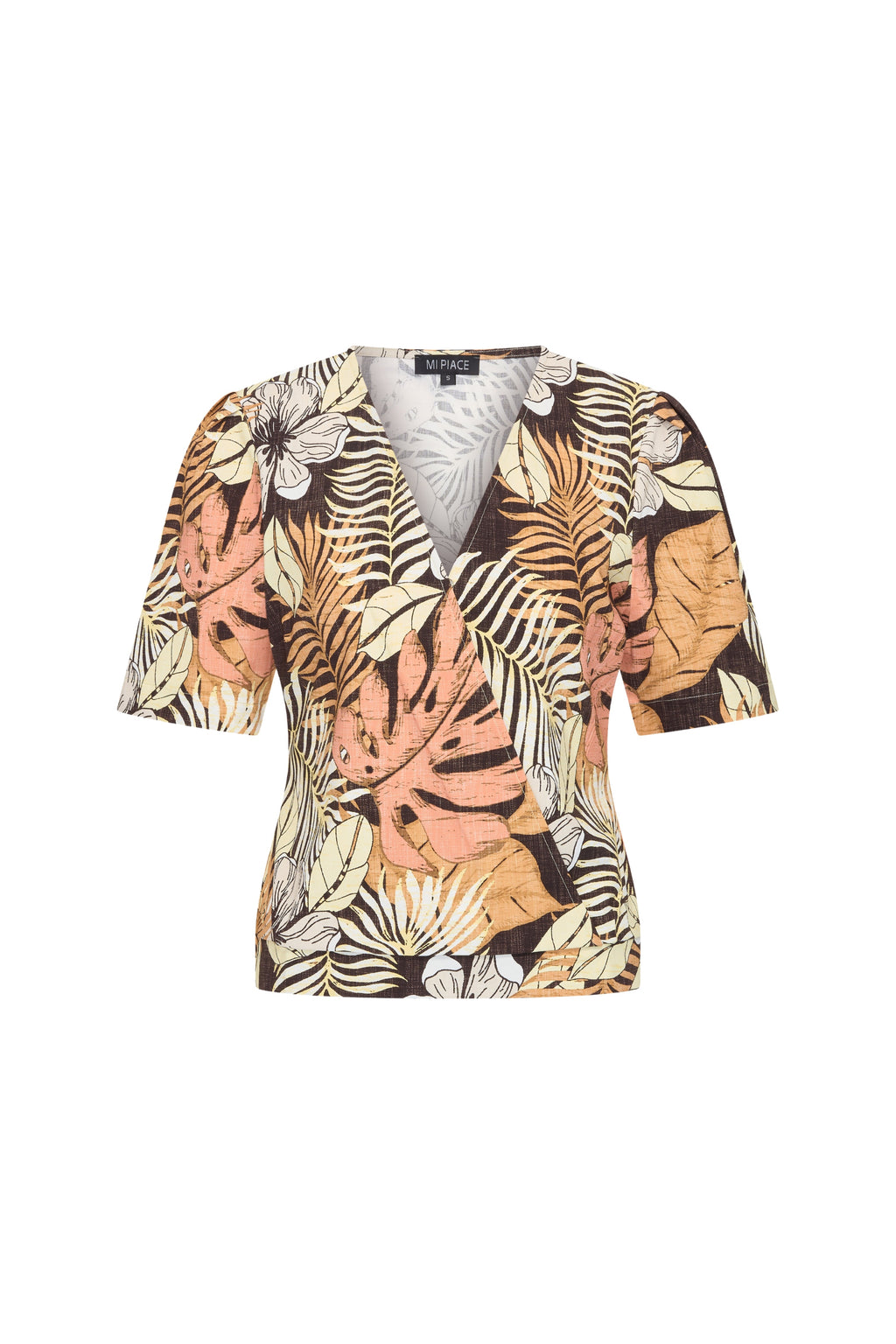 Travel Top Wrap Botanical Print Espresso 202838