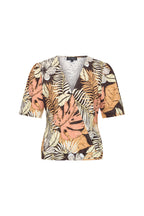 Travel Top Wrap Botanical Print Espresso 202838