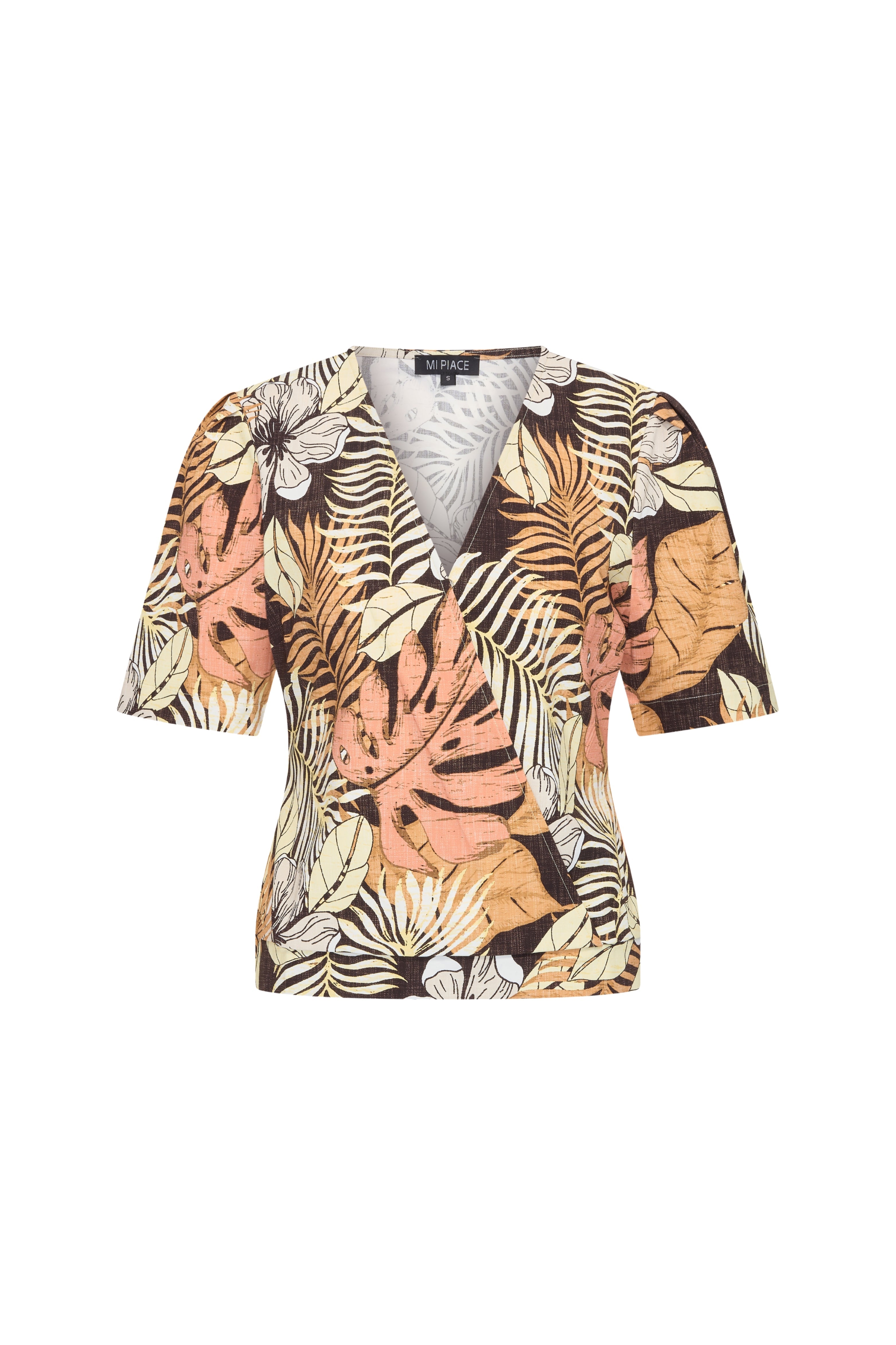 Travel Top Wrap Botanical Print Espresso 202838