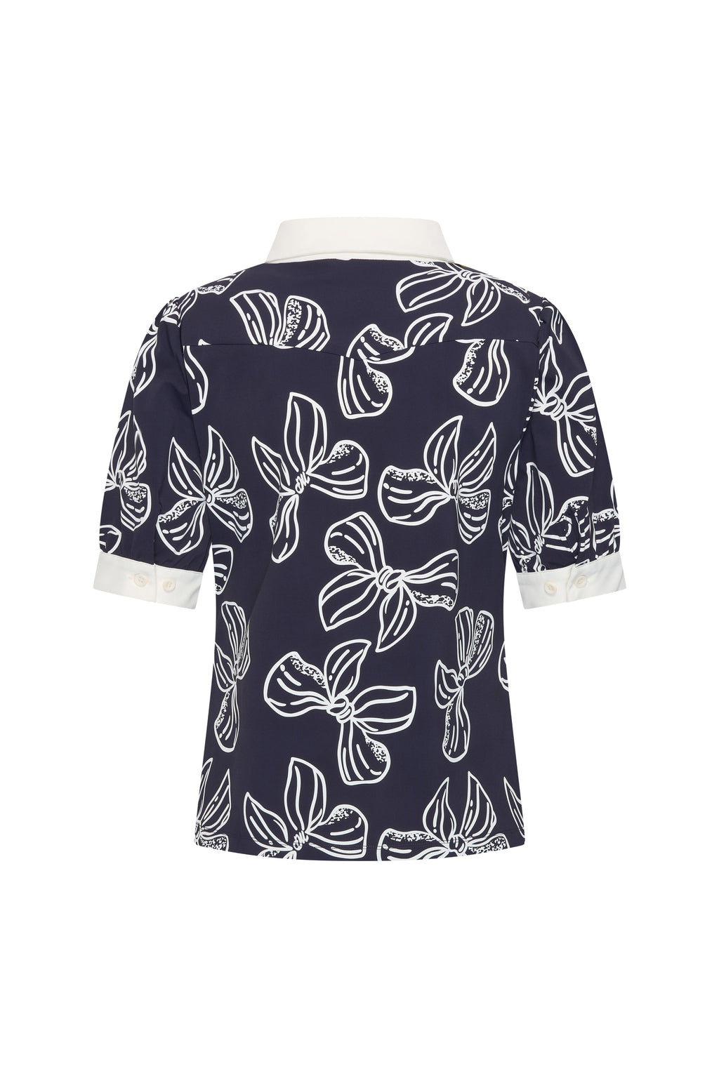 Travel Top Polo Bow Print Navy Offwhite 202853