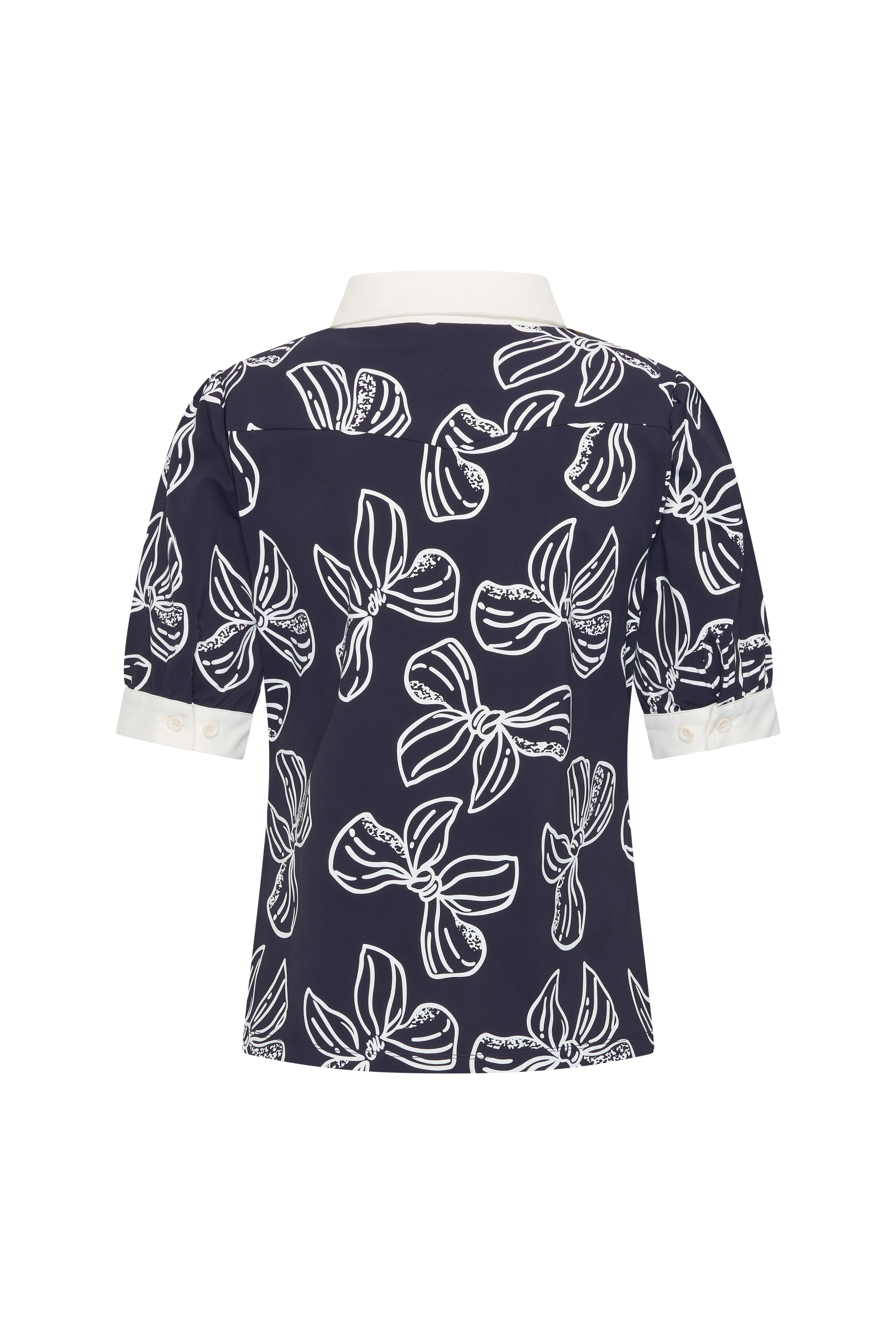Travel Top Polo Bow Print Navy Offwhite 202853