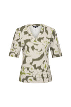 Travel Top Ikat Ornaments Print Olive 202271