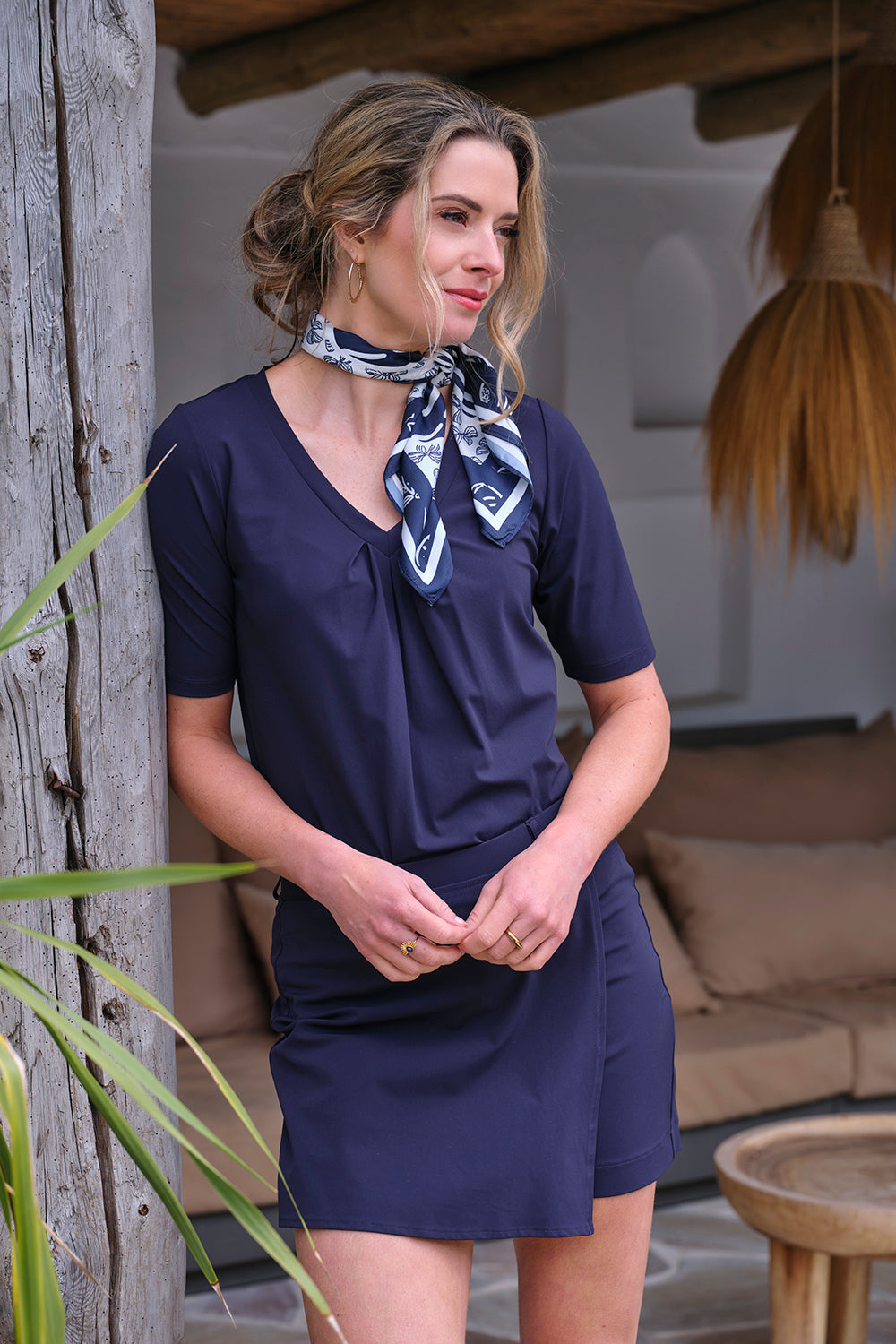 Travel Top Pleated Navy 202815