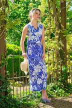 Travel Top Tropical Hibiscus Print Nautic Blue 202425