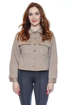 Cropped Button Front Jacket