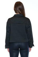 Cropped Button Front Jacket