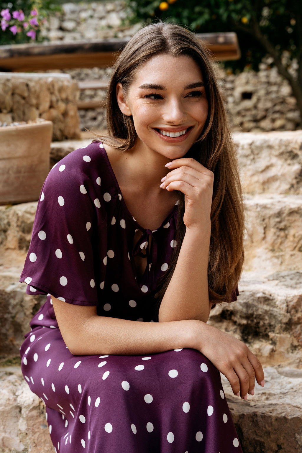 Top Axelle Dot Plum Multi TO369
