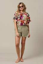 Top Axelle Art Leaf Plum Multi TO371
