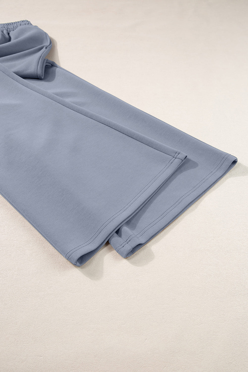 Dusk Blue Cowl Neck Drawstring Pullover Wide Leg Athleisure Pants Set