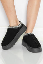Contrast Print Suede Plush Lined Snow Boots