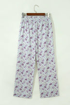 Green Camo Print Drawstring Waist Loose Fit Full Length Pants