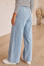 Beau Blue Solid Full-Length Regular Pocket Detail Denim Jeans