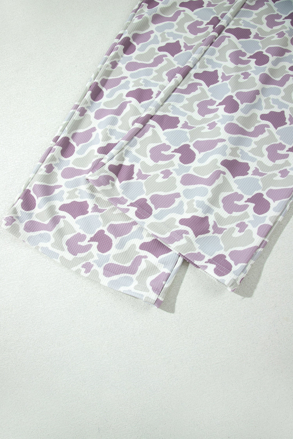 Green Camo Print Drawstring Waist Loose Fit Full Length Pants