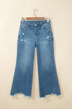 Women Ashleigh Blue High Waist Frayed Hem Flare Jeans