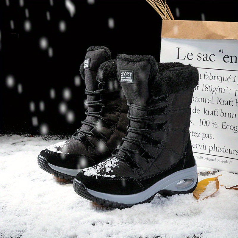 Cecilia™ | Faux-fur cuff lace-up mid-calf snow boots