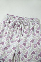 Green Camo Print Drawstring Waist Loose Fit Full Length Pants