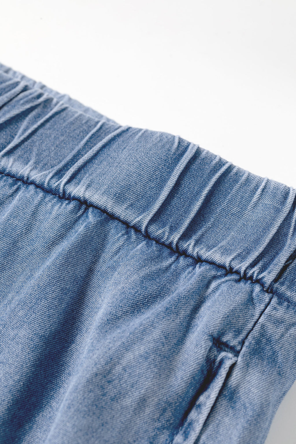 Dusk Blue Ruffled Plus Size Wide Leg Denim Pants
