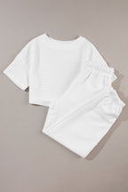 Lattice Cropped Tee Jogger Pants Set