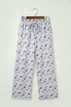 Green Camo Print Drawstring Waist Loose Fit Full Length Pants
