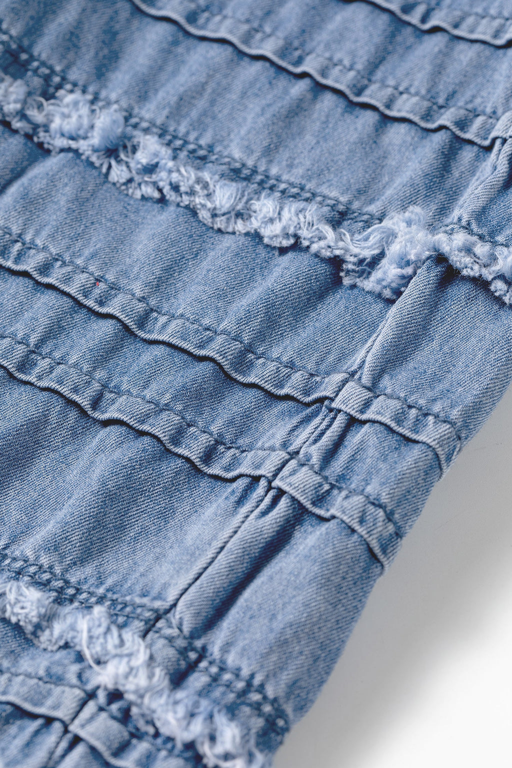 Dusk Blue Ruffled Plus Size Wide Leg Denim Pants