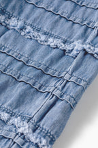 Dusk Blue Ruffled Plus Size Wide Leg Denim Pants